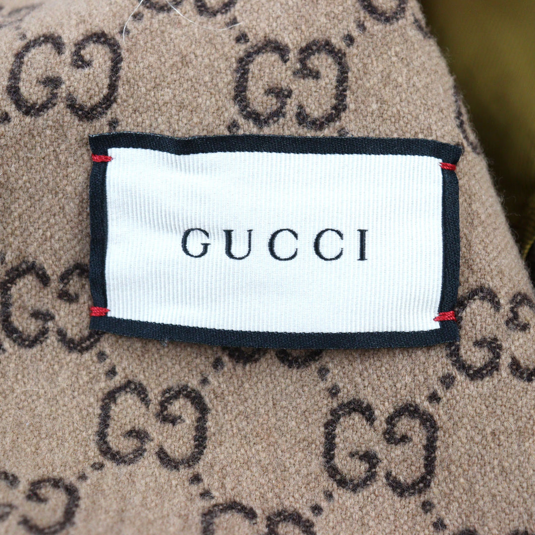 Excellent GUCCI Chester coat GG jacquard melton covered button Beige mens 50 598710