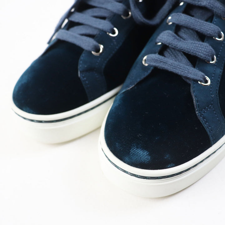 Great HERMES Low cut sneakers With wing patch Emerald green velvet Women 37