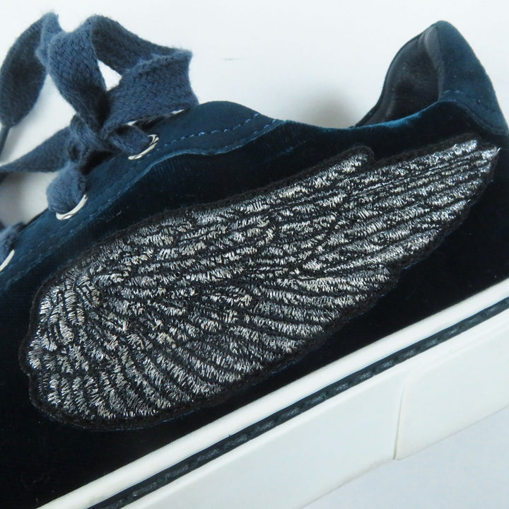 Great HERMES Low cut sneakers With wing patch Emerald green velvet Women 37