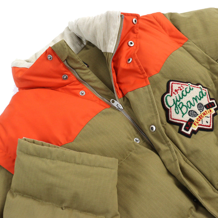 Great GUCCI Down vest Logo patch 2-way zip-up down jacket Camel Orange mens 46
