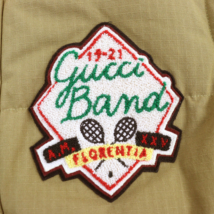 Great GUCCI Down vest Logo patch 2-way zip-up down jacket Camel Orange mens 46