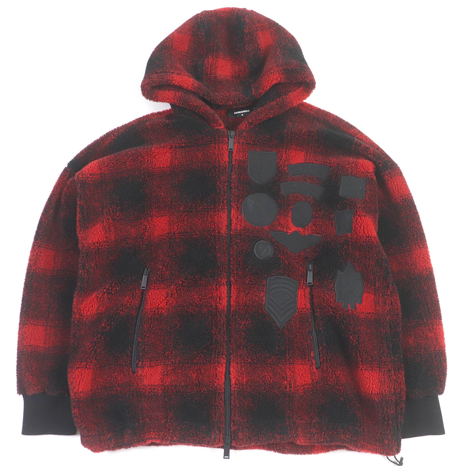 Excellent DSQUARED2 Blouson CHECK PATCH ZIP HOODIE Red black