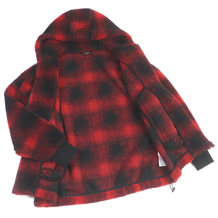 Excellent DSQUARED2 Blouson CHECK PATCH ZIP HOODIE Red black polyester mens M S74HG0110
