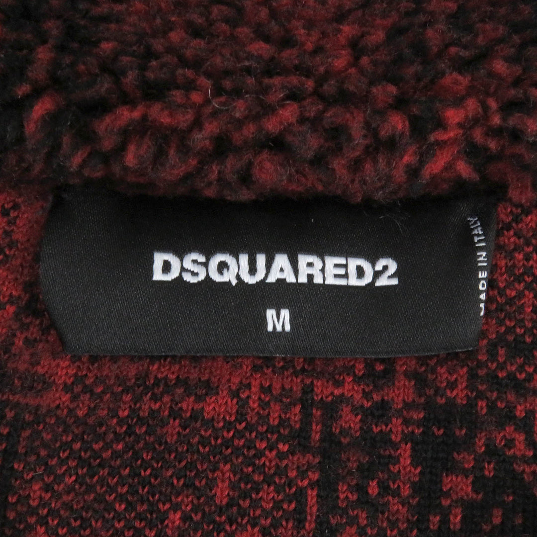 Excellent DSQUARED2 Blouson CHECK PATCH ZIP HOODIE Red black polyester mens M S74HG0110