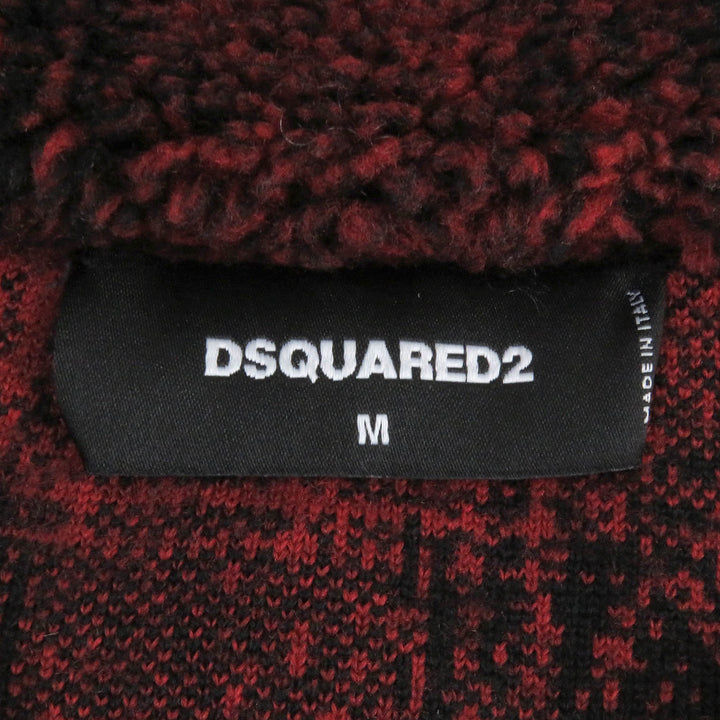 Excellent DSQUARED2 Blouson CHECK PATCH ZIP HOODIE Red black polyester mens M S74HG0110