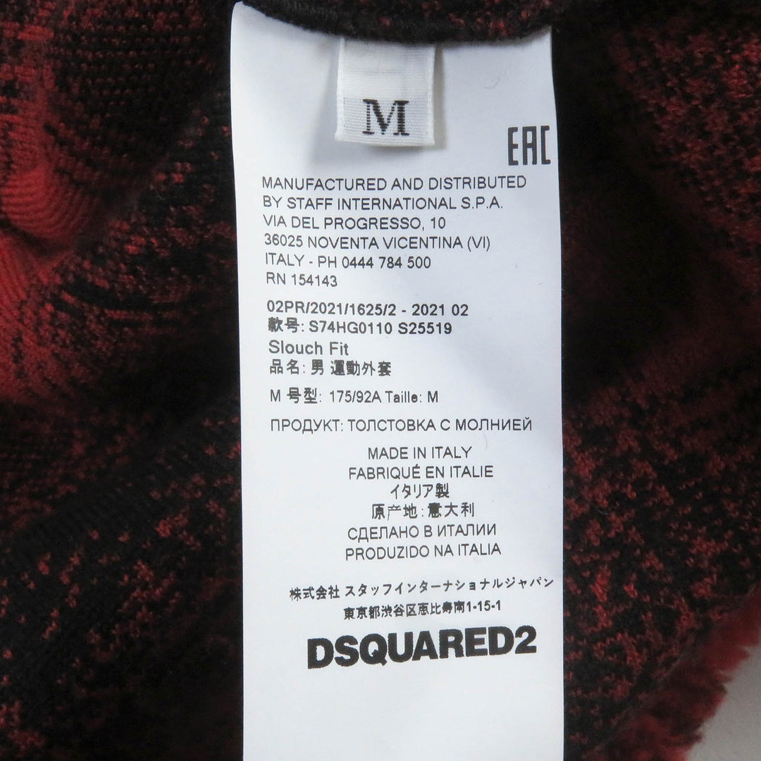 Excellent DSQUARED2 Blouson CHECK PATCH ZIP HOODIE Red black polyester mens M S74HG0110