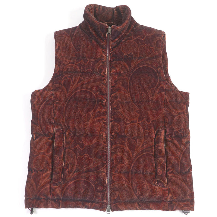 Excellent ETRO Down vest Paisley pattern corduroy Bordeaux series cotton mens XS