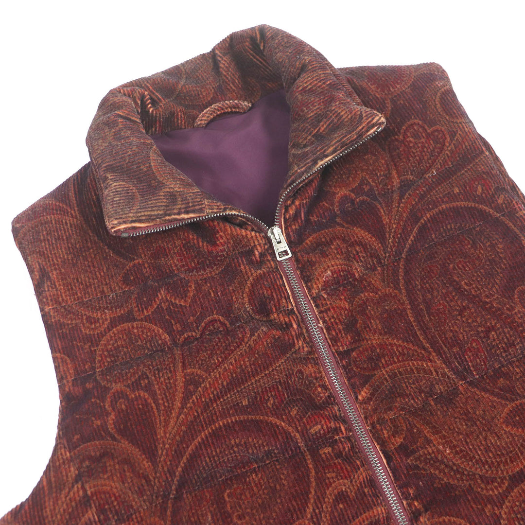 Excellent ETRO Down vest Paisley pattern corduroy Bordeaux series cotton mens XS