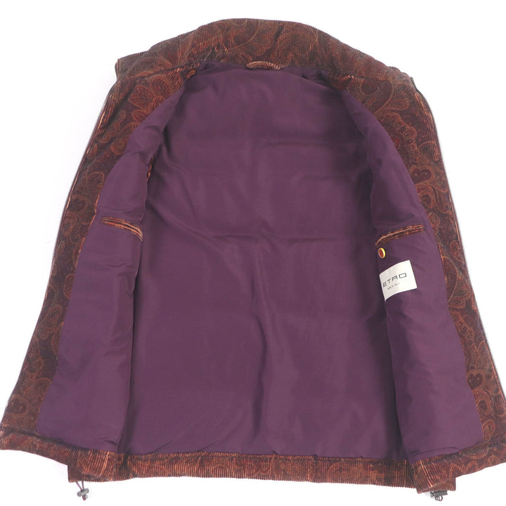 Excellent ETRO Down vest Paisley pattern corduroy Bordeaux series cotton mens XS
