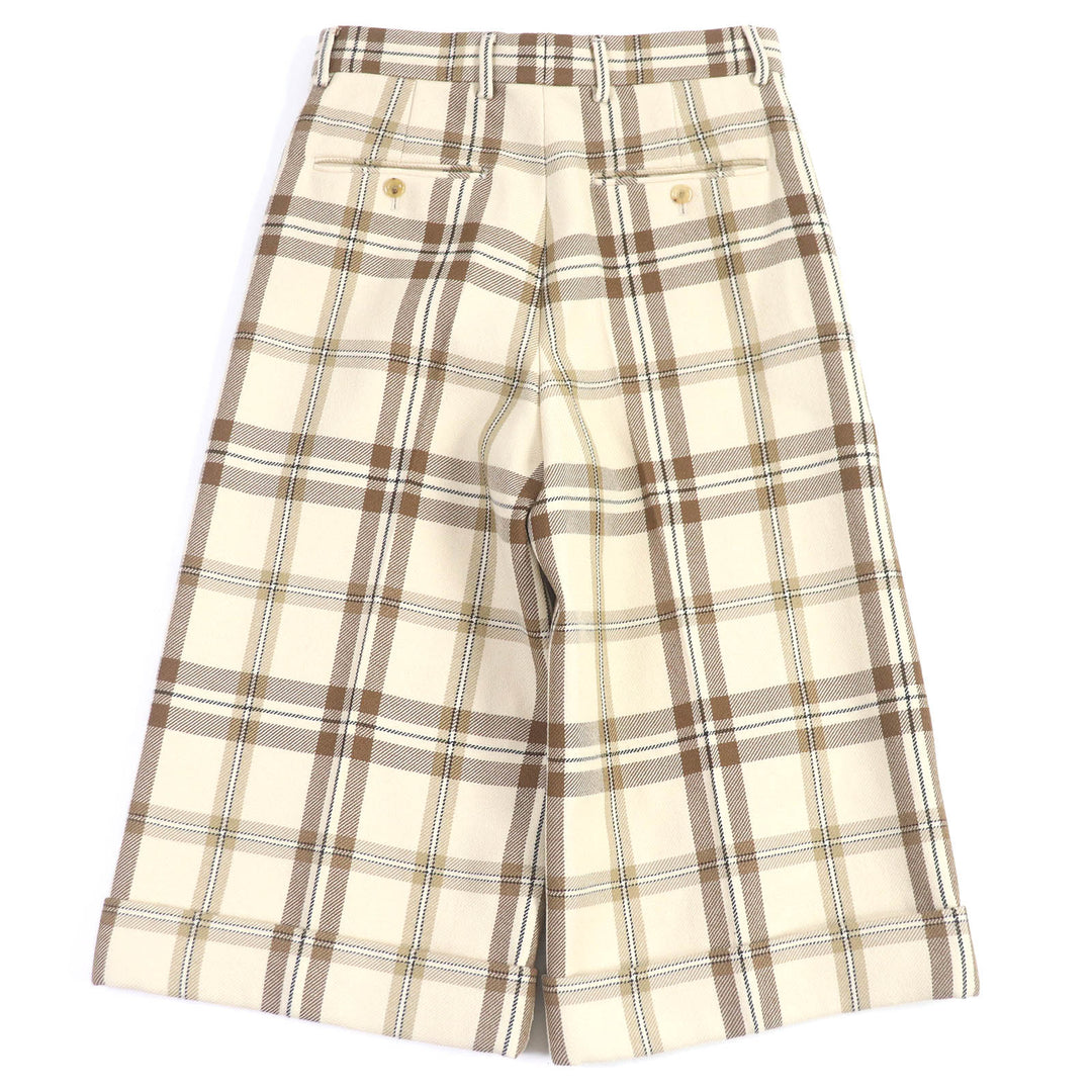 Pristine GUCCI Pants Check Pattern Wide Shorts Beige wool mens 44 710564