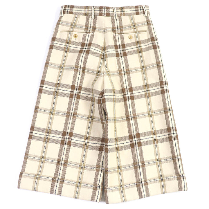 Pristine GUCCI Pants Check Pattern Wide Shorts Beige wool mens 44 710564