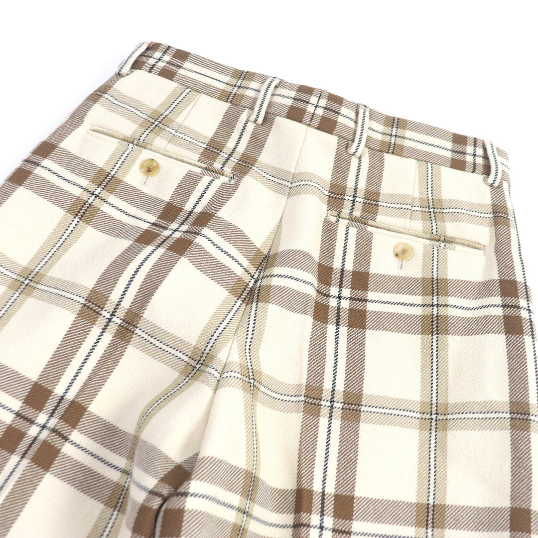 Pristine GUCCI Pants Check Pattern Wide Shorts Beige wool mens 44 710564