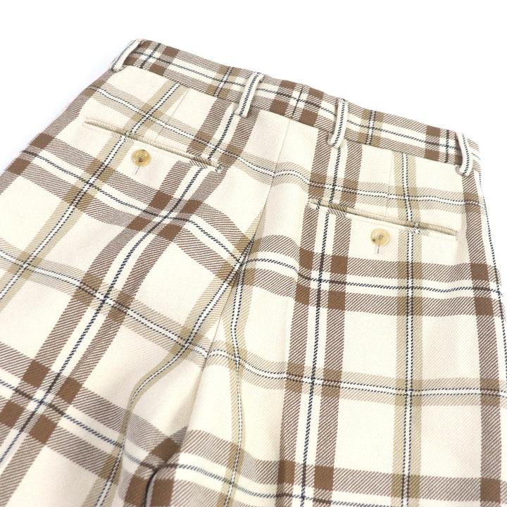 Pristine GUCCI Pants Check Pattern Wide Shorts Beige wool mens 44 710564