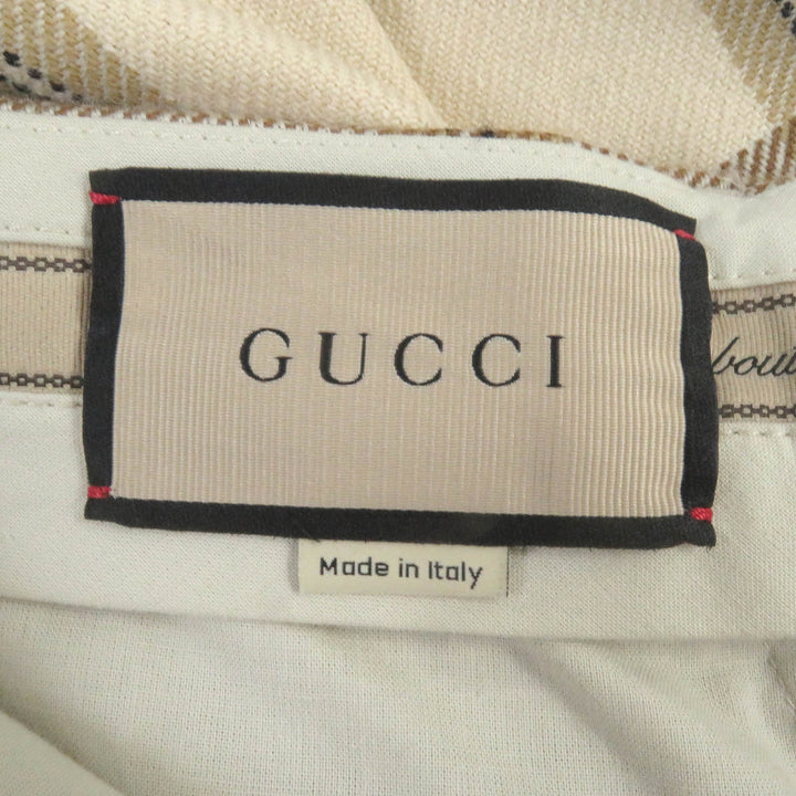 Pristine GUCCI Pants Check Pattern Wide Shorts Beige wool mens 44 710564