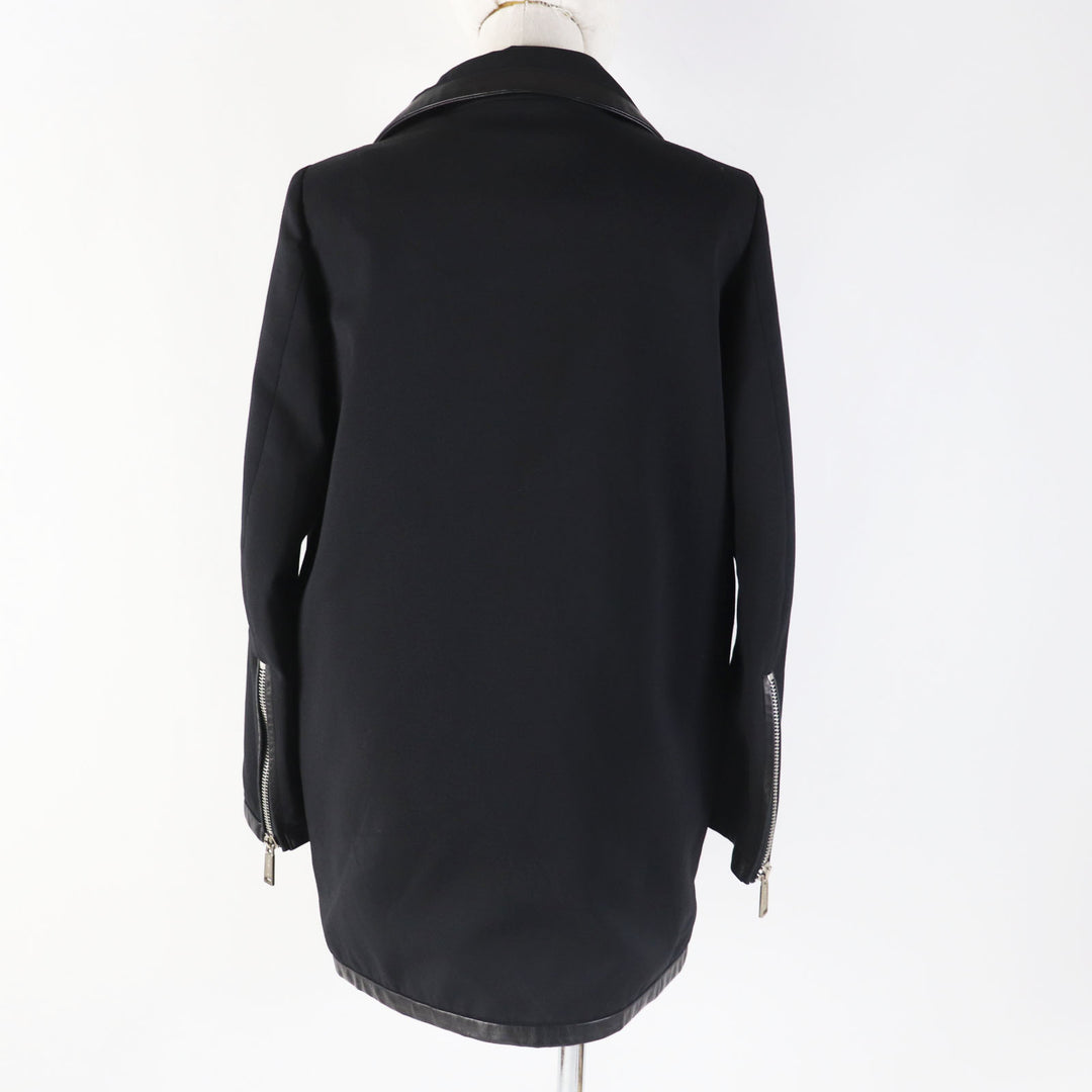 Excellent DSQUARED2 coat Leather details Zip design black wool Women 38