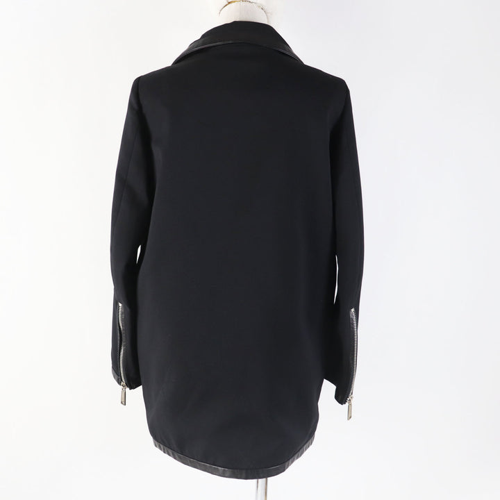 Excellent DSQUARED2 coat Leather details Zip design black wool Women 38
