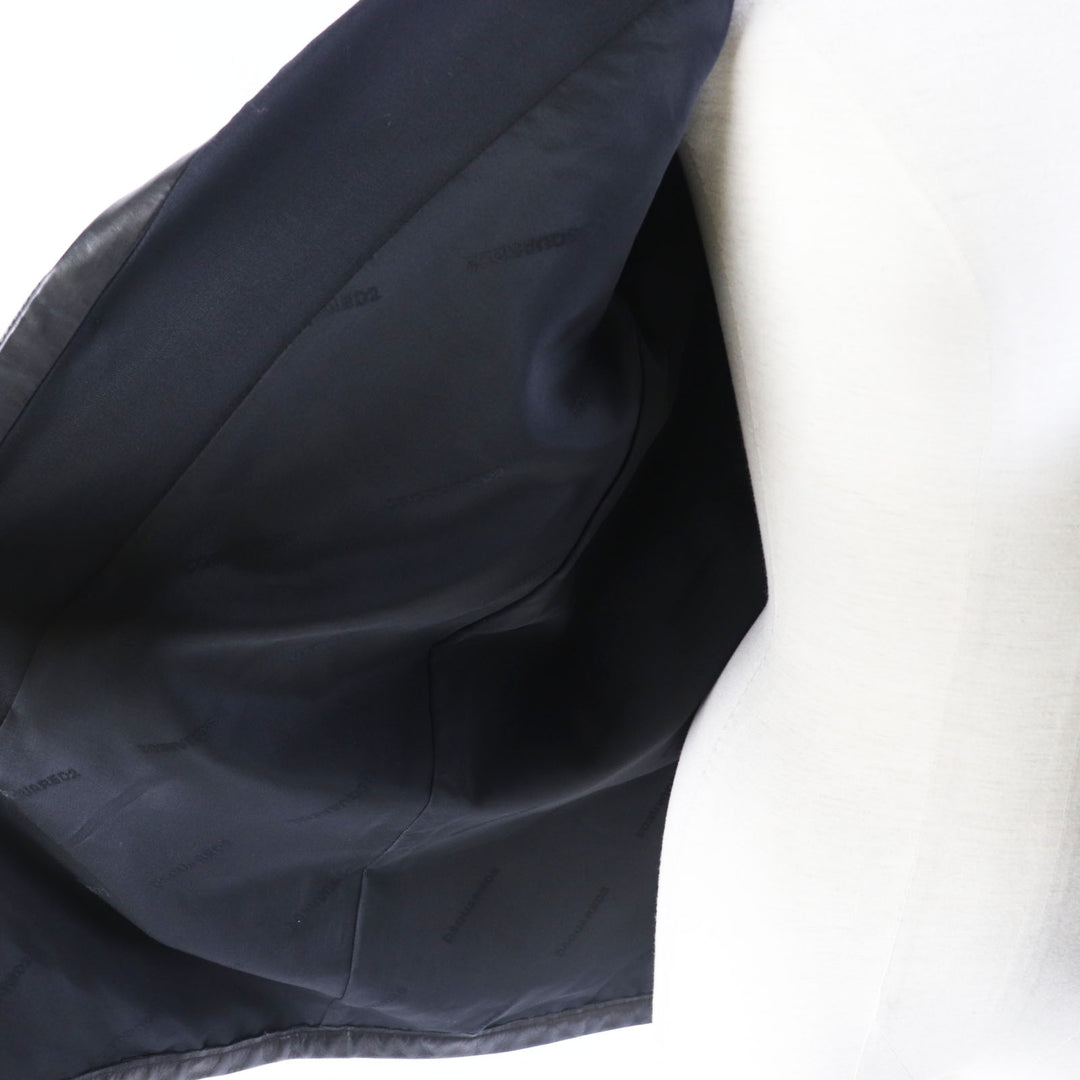 Excellent DSQUARED2 coat Leather details Zip design black wool Women 38