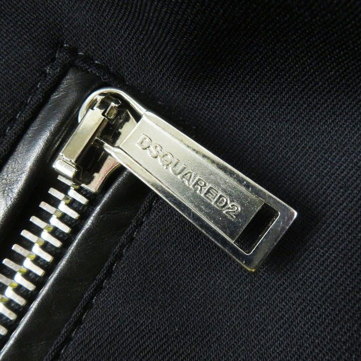 Excellent DSQUARED2 coat Leather details Zip design black wool Women 38