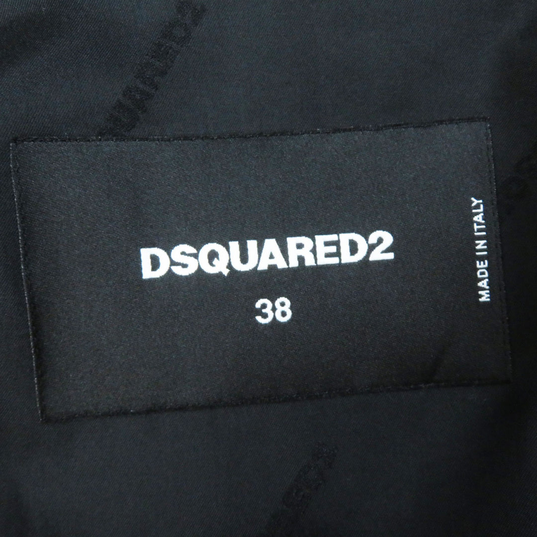 Excellent DSQUARED2 coat Leather details Zip design black wool Women 38
