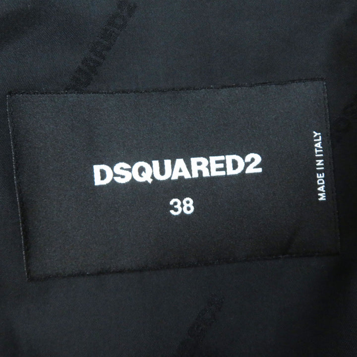 Excellent DSQUARED2 coat Leather details Zip design black wool Women 38