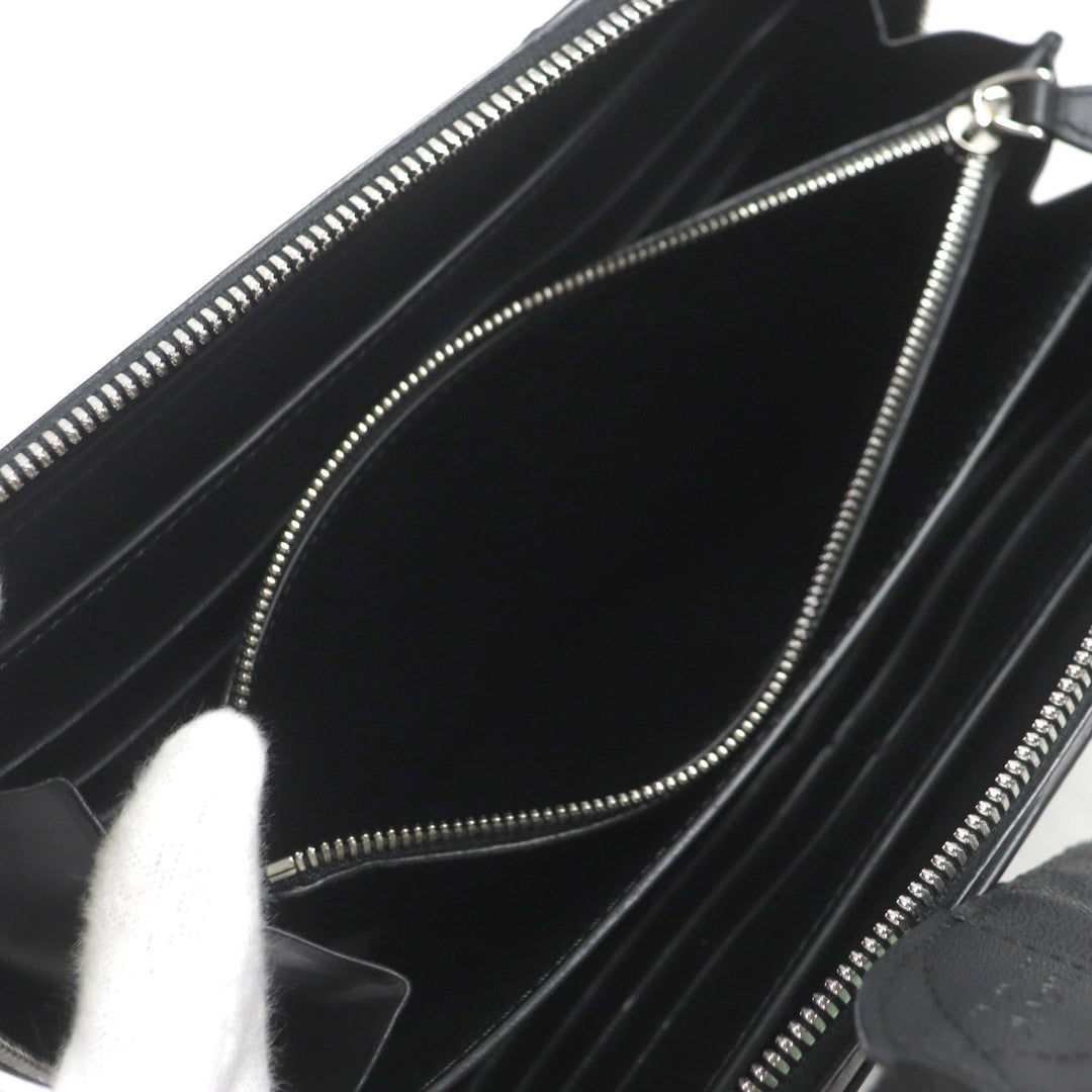 Great BERLUTI Clutch bag Itauba Wide Long zip wallet Navy scritto leather mens