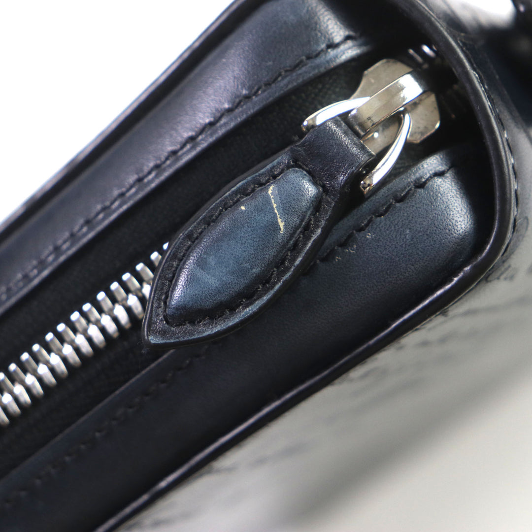 Great BERLUTI Clutch bag Itauba Wide Long zip wallet Navy scritto leather mens