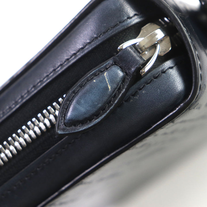 Great BERLUTI Clutch bag Itauba Wide Long zip wallet Navy scritto leather mens
