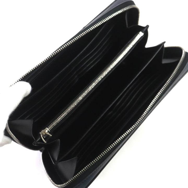 Great BERLUTI Clutch bag Itauba Wide Long zip wallet Navy scritto leather mens