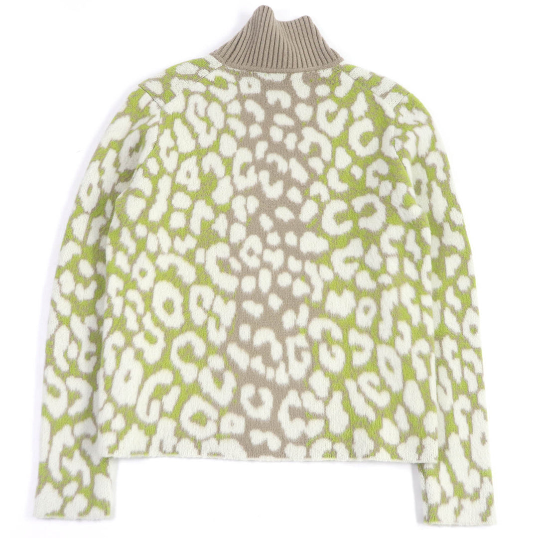 Excellent DIOR knit Leopard Cashmere High Neck Sweater Beige cashmere mens M 213M638AT426