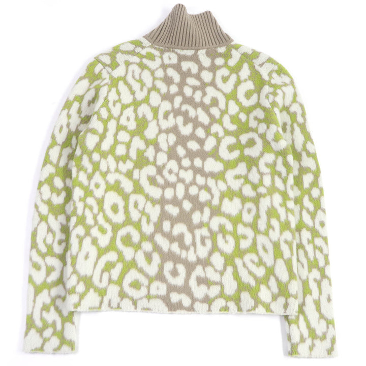 Excellent DIOR knit Leopard Cashmere High Neck Sweater Beige cashmere mens M 213M638AT426