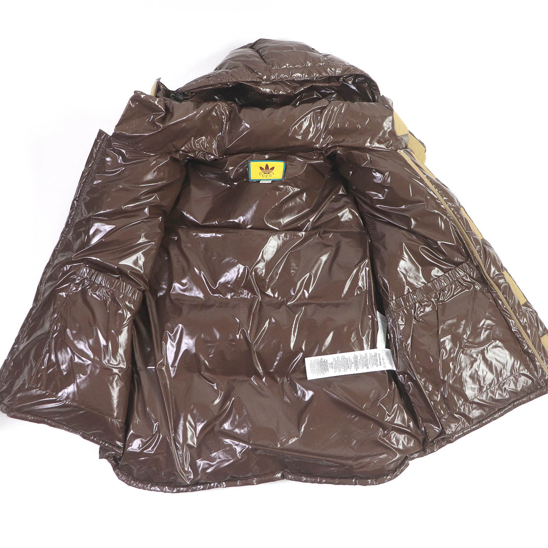 Excellent GUCCI×adidas Down vest Web Line Three Stripes Brown Nylon mens 44 713715