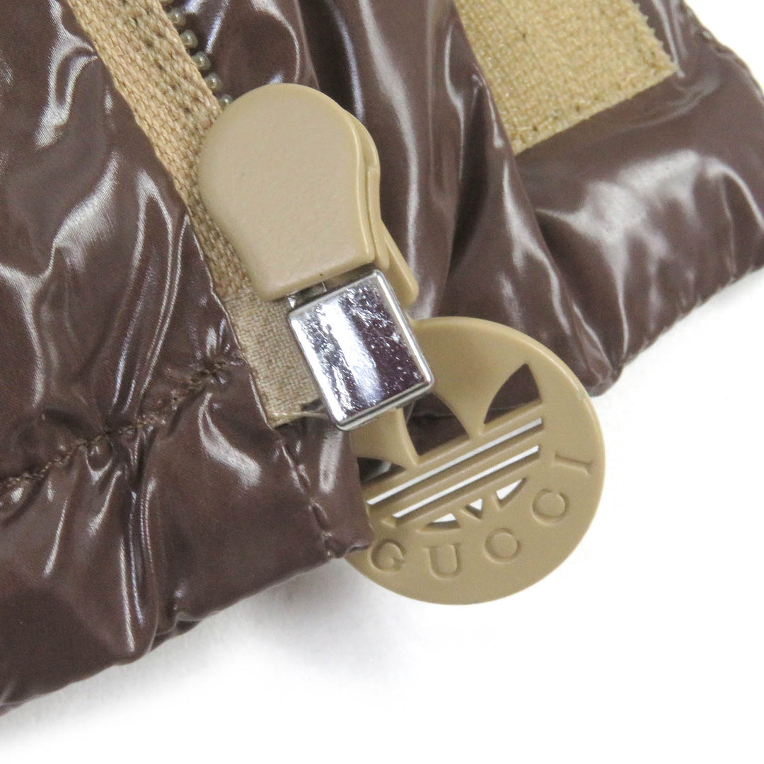 Excellent GUCCI×adidas Down vest Web Line Three Stripes Brown Nylon mens 44 713715