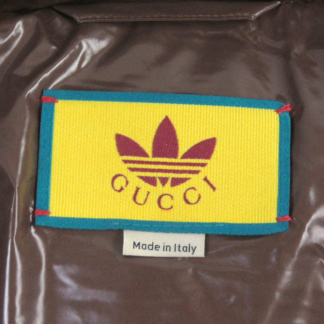 Excellent GUCCI×adidas Down vest Web Line Three Stripes Brown Nylon mens 44 713715