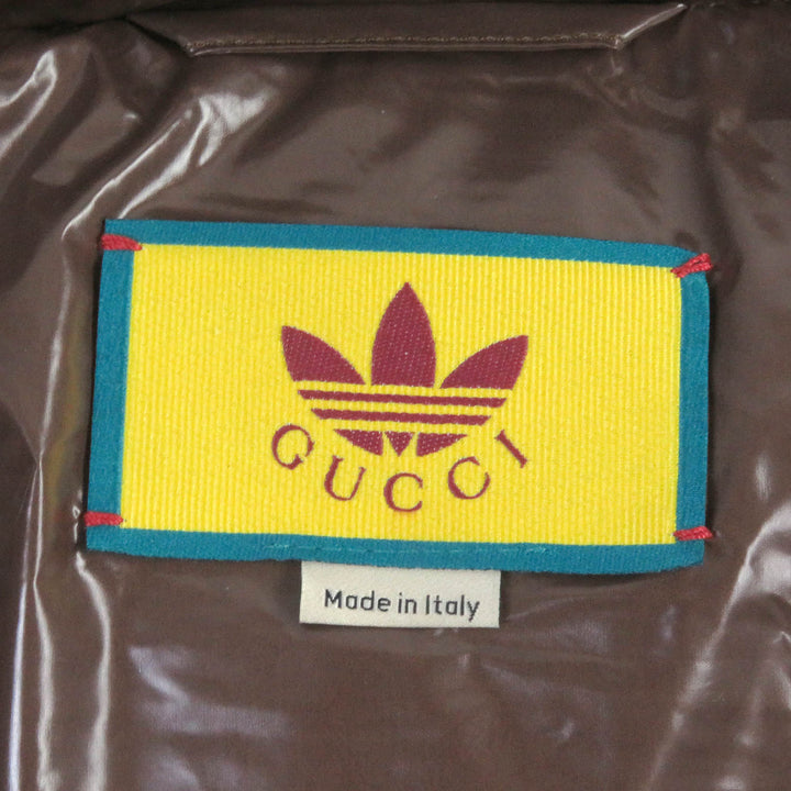 Excellent GUCCI×adidas Down vest Web Line Three Stripes Brown Nylon mens 44 713715