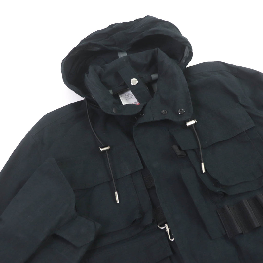 Great Sacai Military coat Olmetex Rip Stop Blouson black cotton mens 1 23-03186M