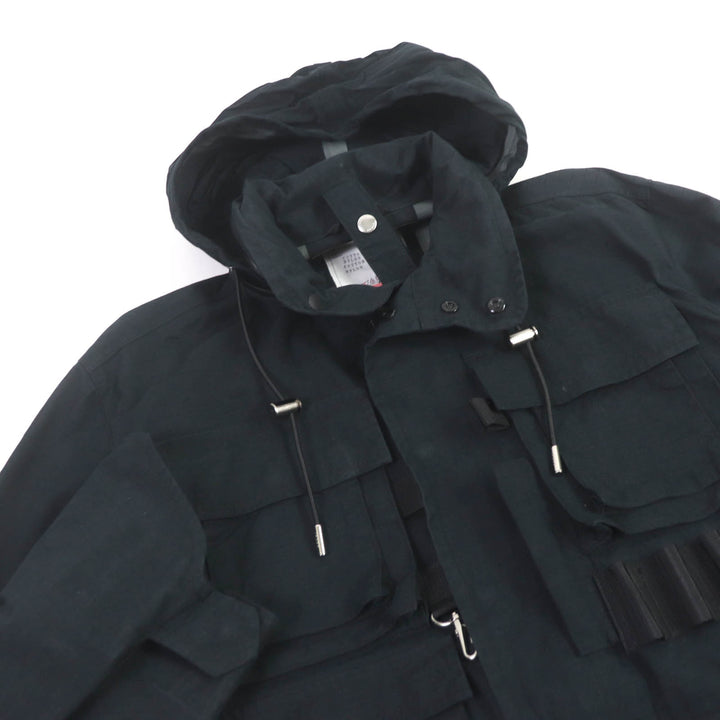 Great Sacai Military coat Olmetex Rip Stop Blouson black cotton mens 1 23-03186M