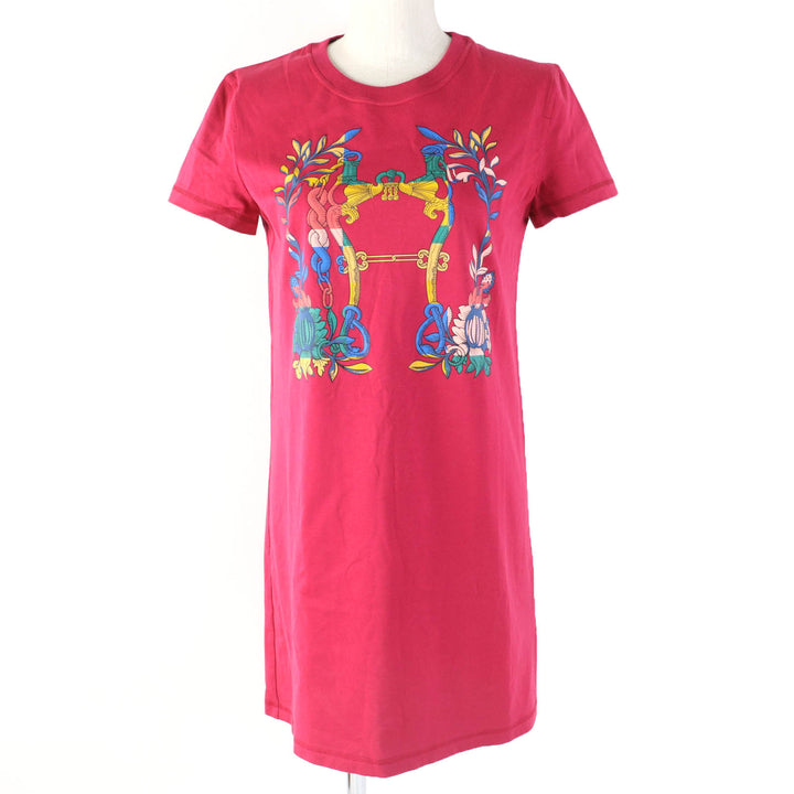 Excellent HERMES one piece DELLA CAVALLERIA Short sleeve T-shirt Pink cotton 34