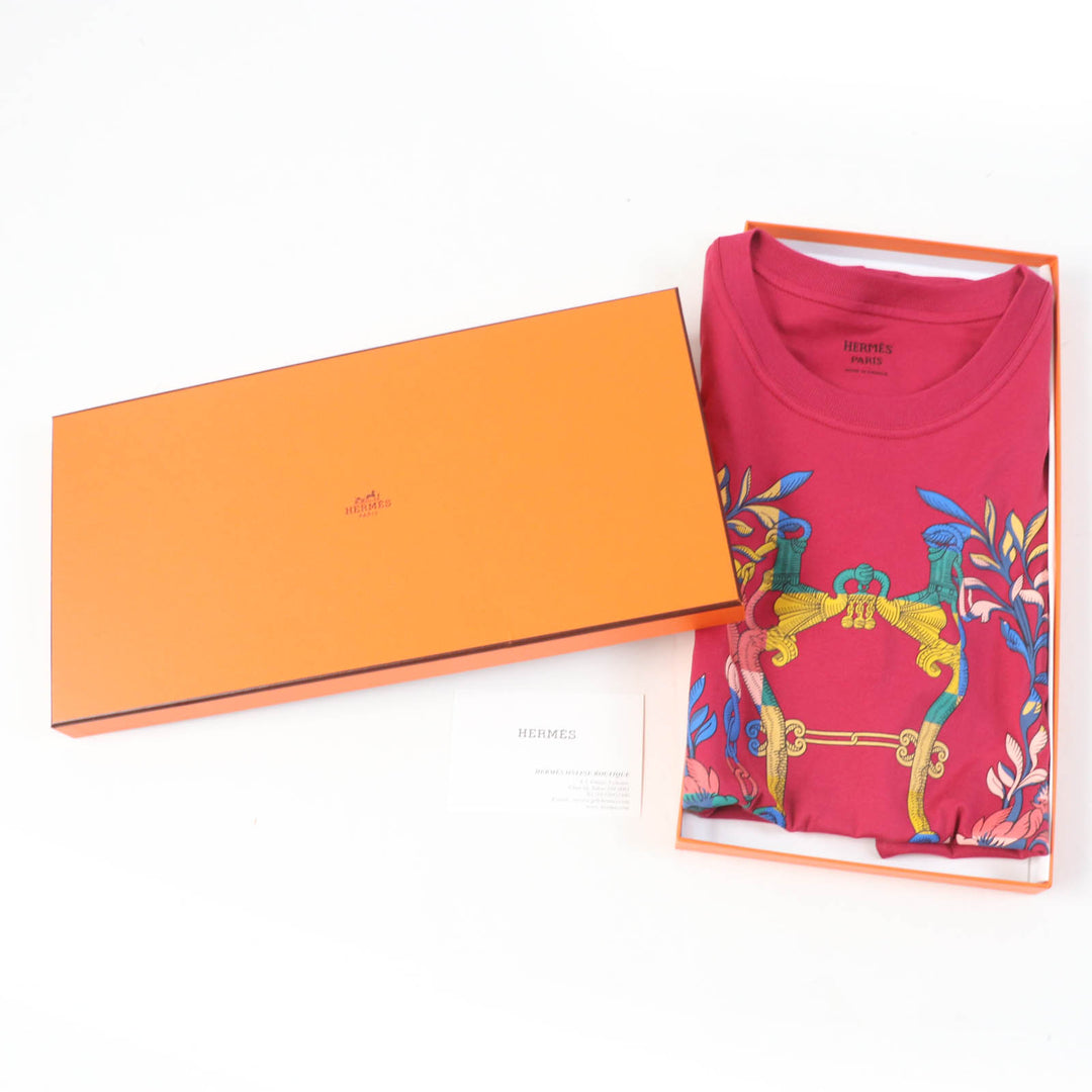 Excellent HERMES one piece DELLA CAVALLERIA Short sleeve T-shirt Pink cotton 34