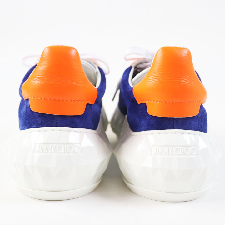 Pristine JIMMY CHOO sneakers DIAMOND Cobalt Neon Orange Calf leather Women 36