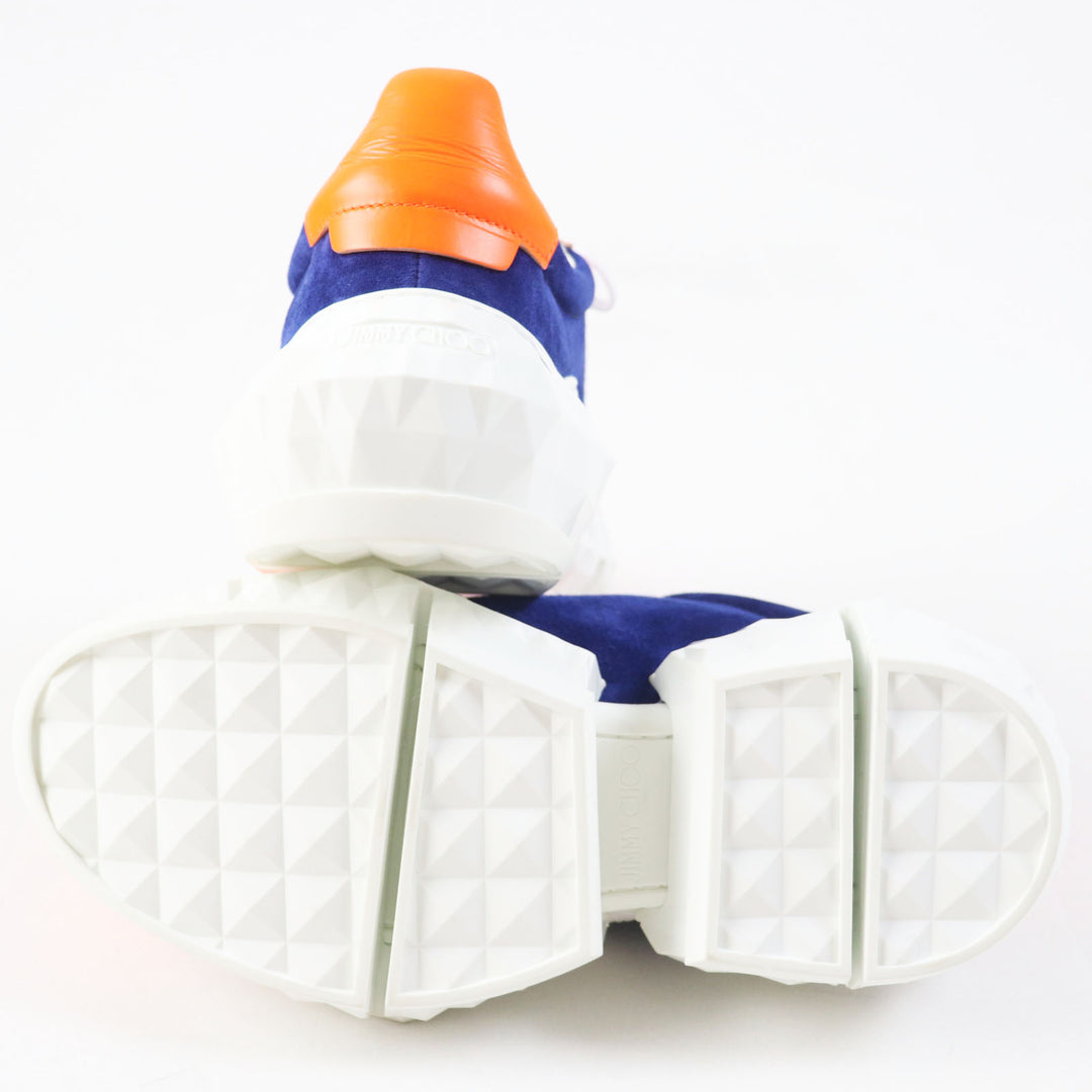Pristine JIMMY CHOO sneakers DIAMOND Cobalt Neon Orange Calf leather Women 36