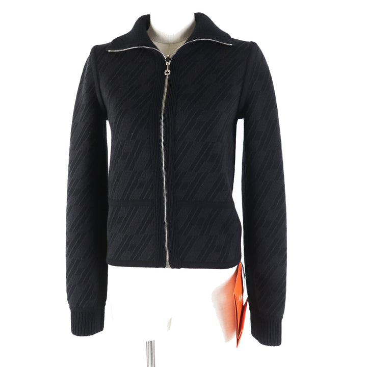Pristine HERMES Blouson Black Grey/Black wool Women 34 3H2204D2