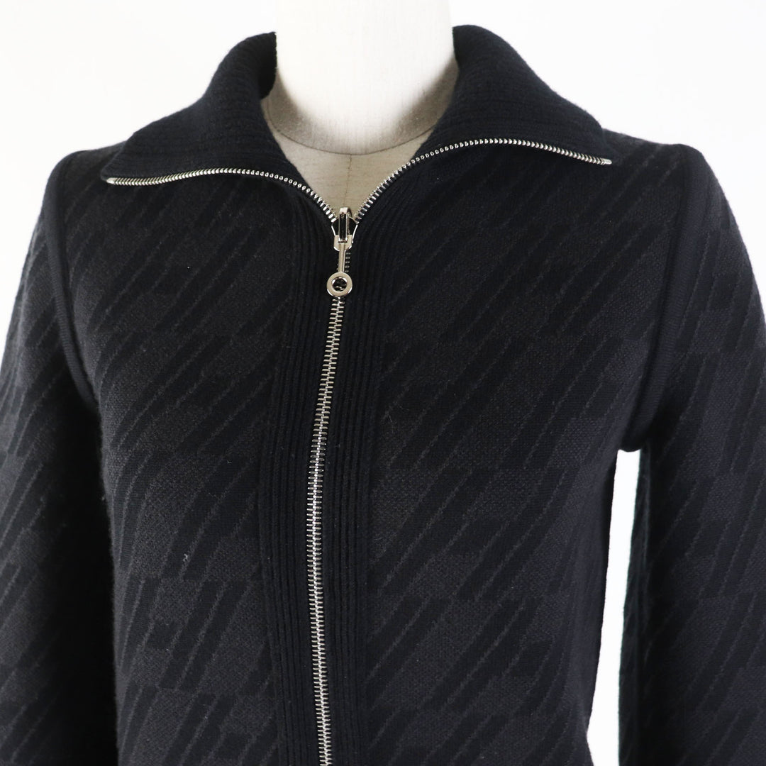 Pristine HERMES Blouson Black Grey/Black wool Women 34 3H2204D2