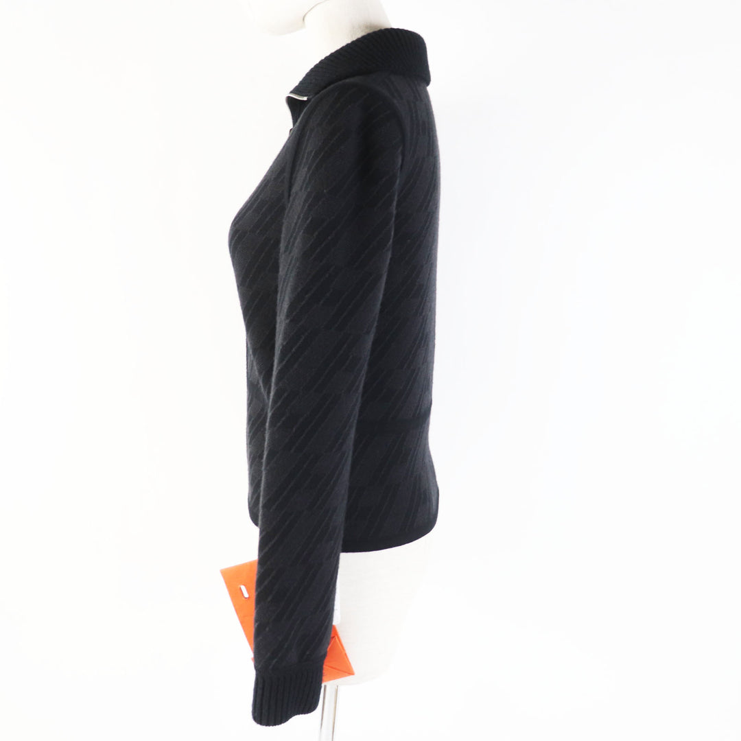 Pristine HERMES Blouson Black Grey/Black wool Women 34 3H2204D2