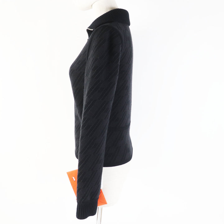 Pristine HERMES Blouson Black Grey/Black wool Women 34 3H2204D2