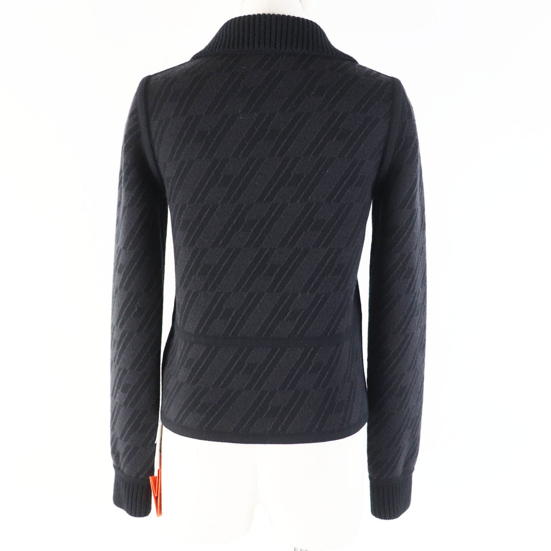 Pristine HERMES Blouson Black Grey/Black wool Women 34 3H2204D2