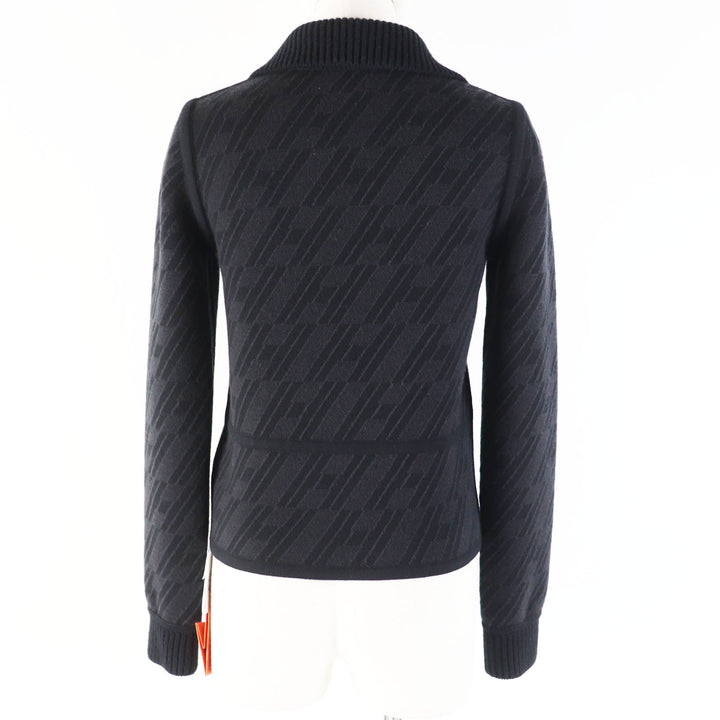 Pristine HERMES Blouson Black Grey/Black wool Women 34 3H2204D2
