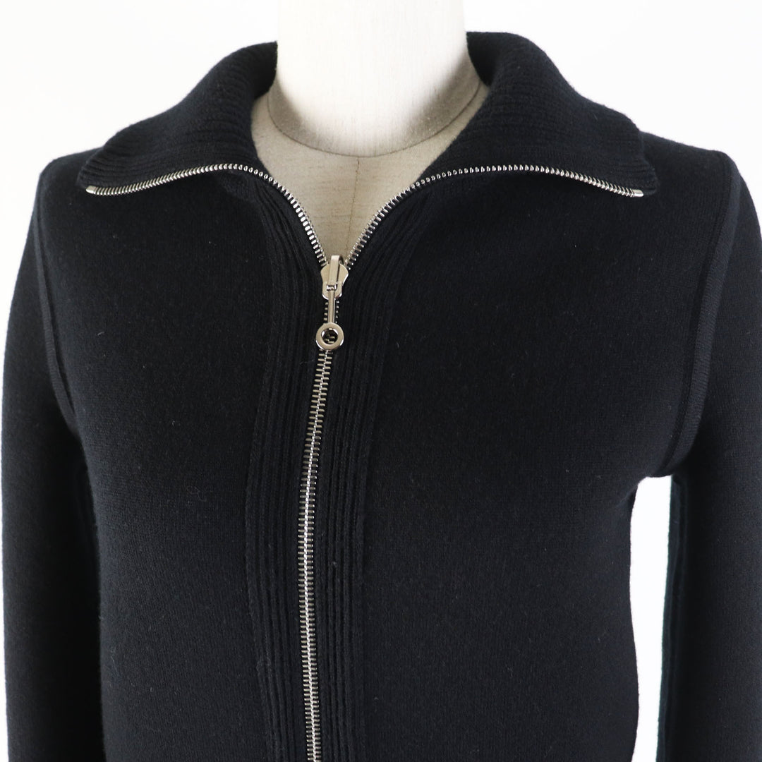 Pristine HERMES Blouson Black Grey/Black wool Women 34 3H2204D2