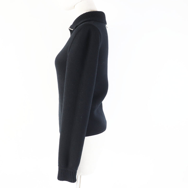 Pristine HERMES Blouson Black Grey/Black wool Women 34 3H2204D2