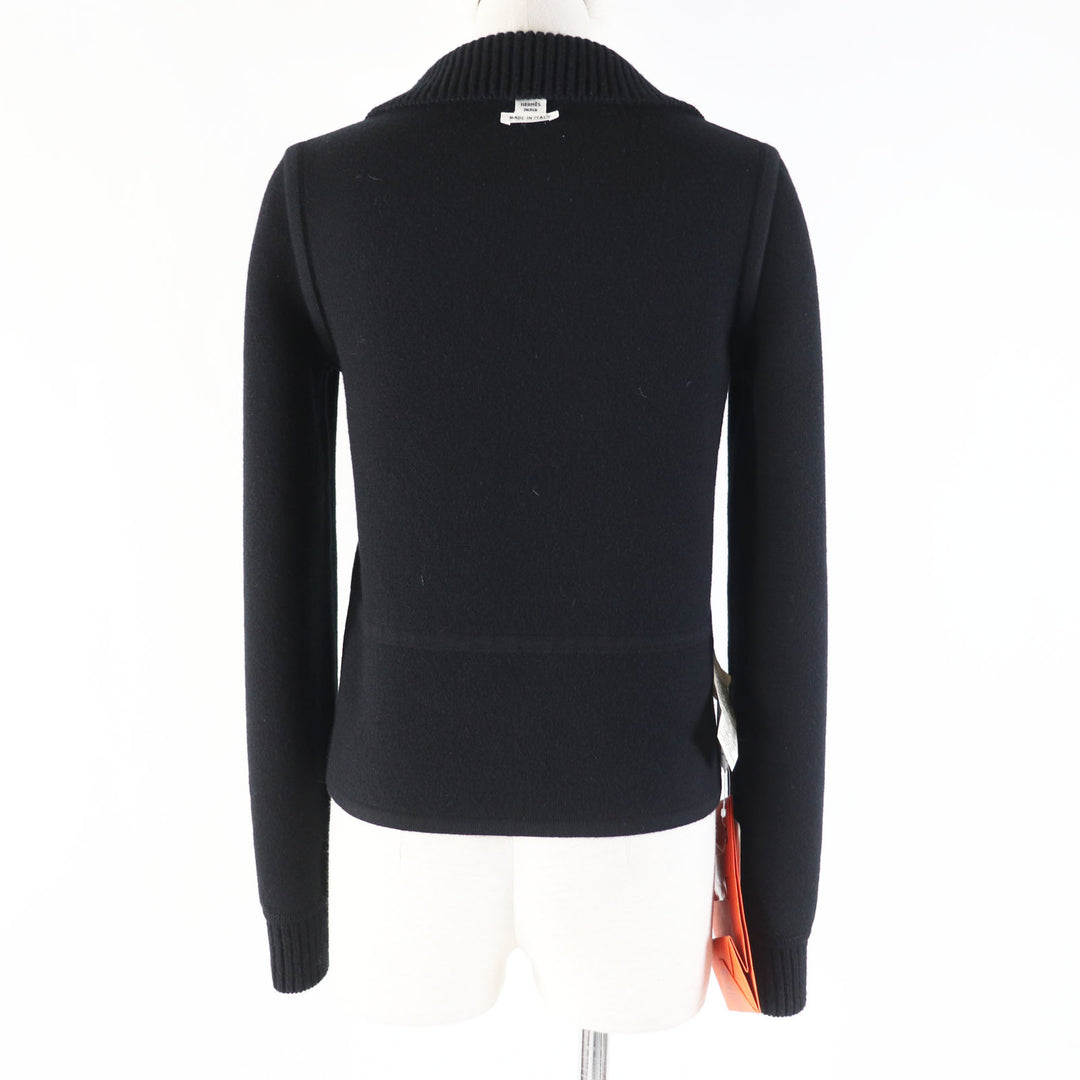 Pristine HERMES Blouson Black Grey/Black wool Women 34 3H2204D2