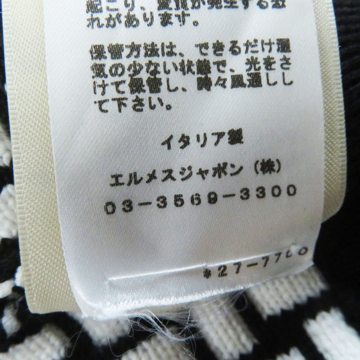 Excellent HERMES Blouson cartouche H pattern knit Black White wool 34 2H2200DD